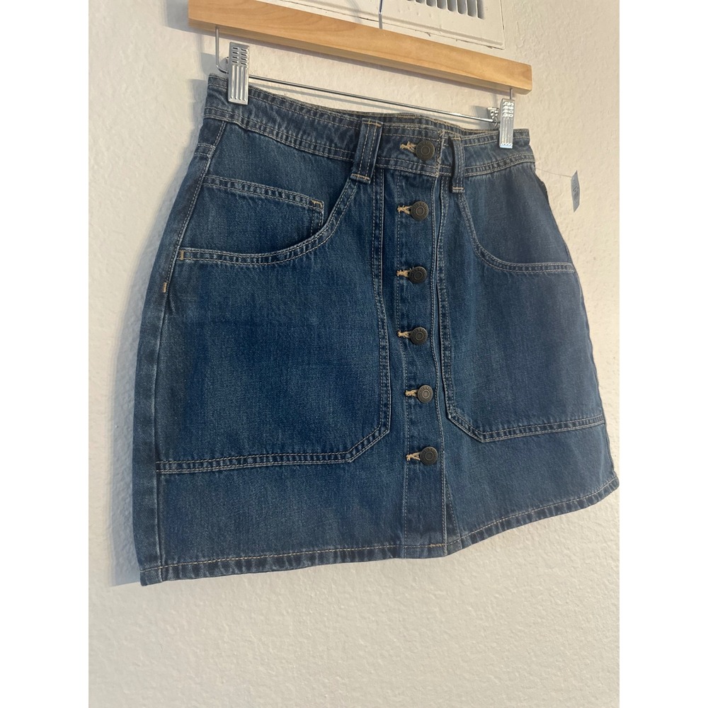 Old Navy Utility Mini Skirt Womens 0 Medium Wash Button Front Denim 585190-00-1 - Picture 3 of 10